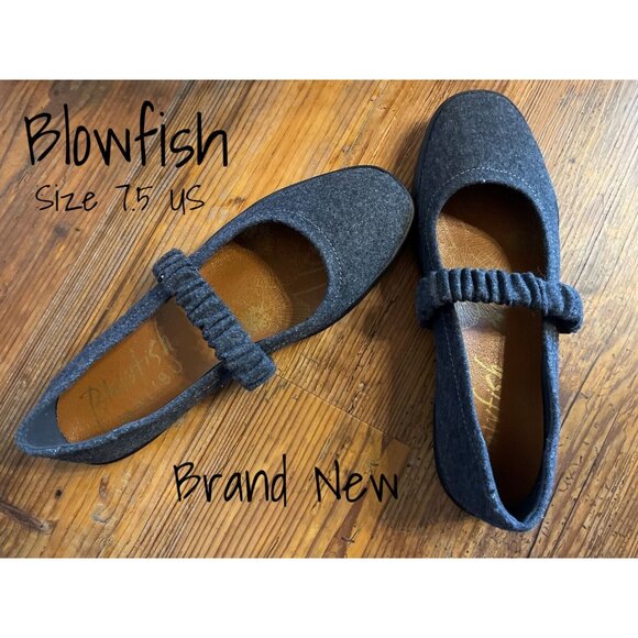 Blowfish Malibu Shoes - Blowfish Malibu Mary Jane Ballet Flats Dark Gray Flannel - Size 7.5 New